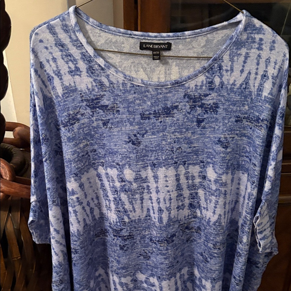 Lane Bryant Tie-Dye Blue Long Sleeve Top